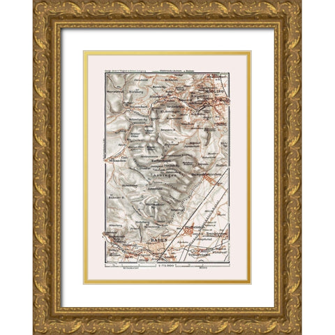 Baden Modling Region Austria - Baedeker 1910 Gold Ornate Wood Framed Art Print with Double Matting by Baedeker