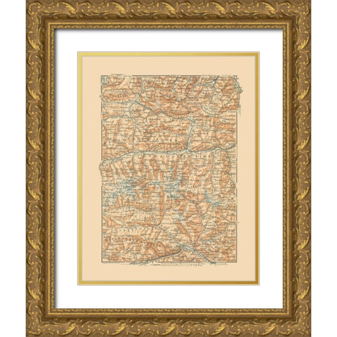 Hohe Tauern Region Austria - Baedeker 1910 Gold Ornate Wood Framed Art Print with Double Matting by Baedeker