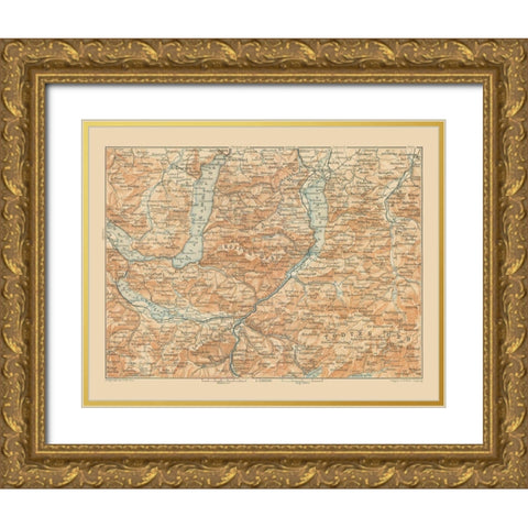 Hollen Region Austria - Baedeker 1910 Gold Ornate Wood Framed Art Print with Double Matting by Baedeker