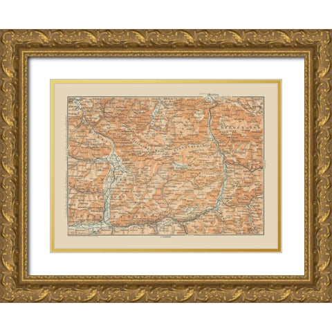 Mitter Pinzgau Region Austria - Baedeker 1910 Gold Ornate Wood Framed Art Print with Double Matting by Baedeker