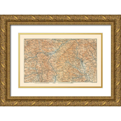 Northeastern Austria - Baedeker 1910 Gold Ornate Wood Framed Art Print with Double Matting by Baedeker