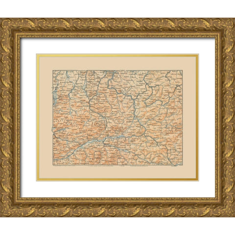 Sthal Region Austria - Baedeker 1910 Gold Ornate Wood Framed Art Print with Double Matting by Baedeker