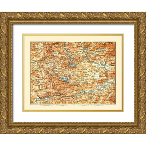 Dachstein Region Austria - Baedeker 1896 Gold Ornate Wood Framed Art Print with Double Matting by Baedeker