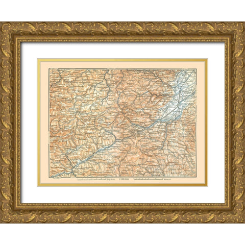 Eastern Austria - Baedeker 1896 Gold Ornate Wood Framed Art Print with Double Matting by Baedeker