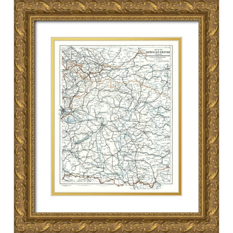 Railways Roads Austrian Empire - Baedeker 1896 Gold Ornate Wood Framed Art Print with Double Matting by Baedeker