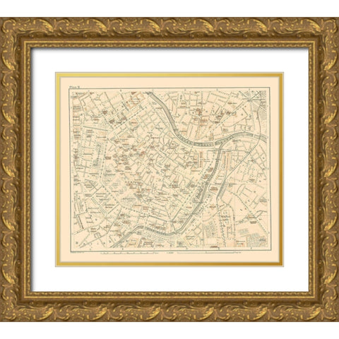 Leopoldstadt Vienna Austria - Baedeker 1896 Gold Ornate Wood Framed Art Print with Double Matting by Baedeker