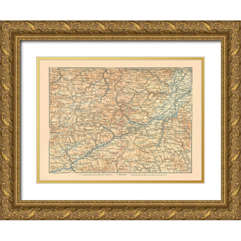 Murzthal Austria - Baedeker 1896 Gold Ornate Wood Framed Art Print with Double Matting by Baedeker