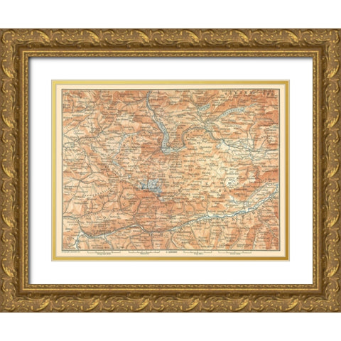 Mountains Central Austria - Baedeker 1896 Gold Ornate Wood Framed Art Print with Double Matting by Baedeker