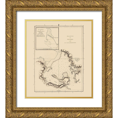 Avacha Bay Nautical Russia - Bligh 1785 Gold Ornate Wood Framed Art Print with Double Matting by Bligh