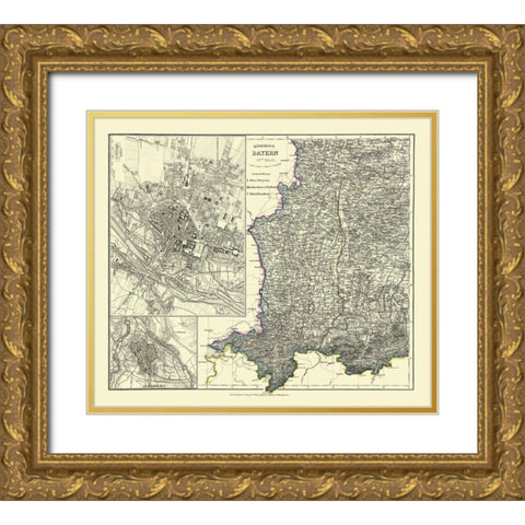 Bavaria Germany - Radefeld 1858 Gold Ornate Wood Framed Art Print with Double Matting by Radefeld