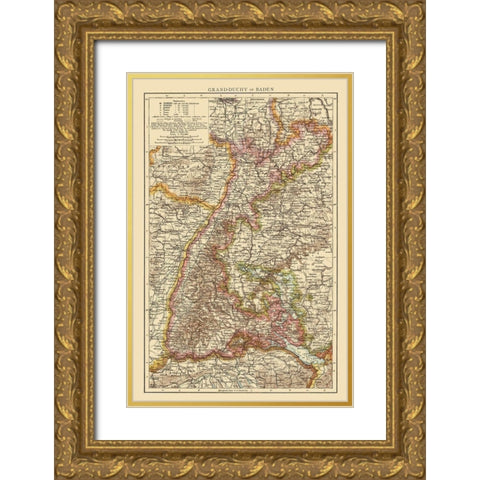 Grand Duchy of Baden Germany - Andree 1895 Gold Ornate Wood Framed Art Print with Double Matting by Andree