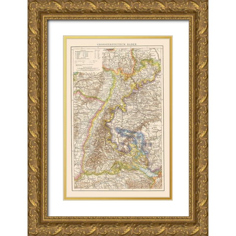 Grand Duchy of Baden Germany - Andree 1895 Gold Ornate Wood Framed Art Print with Double Matting by Andree