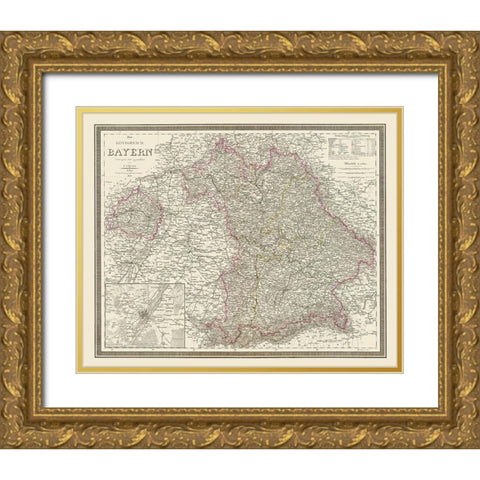Bavaria Region Germany - Weiland 1856 Gold Ornate Wood Framed Art Print with Double Matting by Weiland