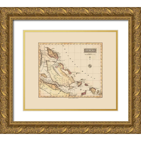 Bahamas - Lucas 1823 Gold Ornate Wood Framed Art Print with Double Matting by Lucas