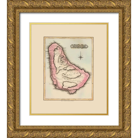 Barbados - Lucas 1823 Gold Ornate Wood Framed Art Print with Double Matting by Lucas