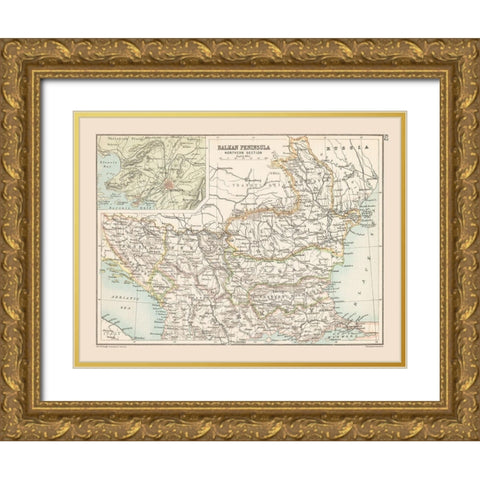 Northern Balkan Peninsula Europe - Bartholomew Gold Ornate Wood Framed Art Print with Double Matting by Bartholomew