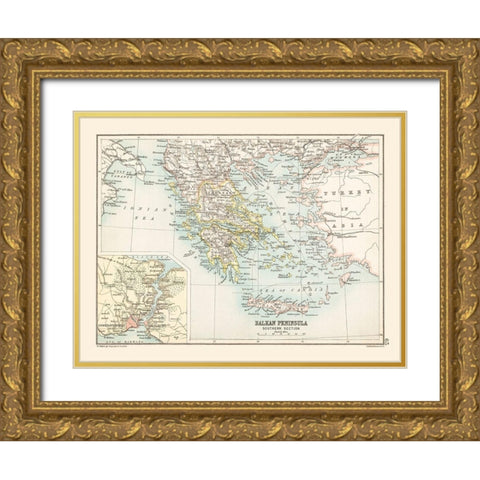 Southern Balkan Peninsula Europe - Bartholomew Gold Ornate Wood Framed Art Print with Double Matting by Bartholomew