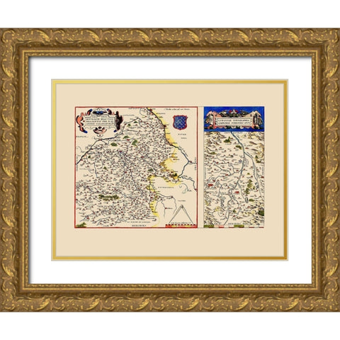 Berry Limagneantique Regions France - Ortelius Gold Ornate Wood Framed Art Print with Double Matting by Ortelius