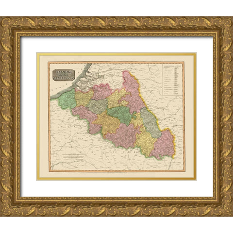 Benelux Belgium Netherlands - Thomson 1815 Gold Ornate Wood Framed Art Print with Double Matting by Thomson