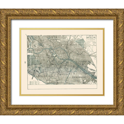 Berlin Germany - Rathbun 1893 Gold Ornate Wood Framed Art Print with Double Matting by Rathbun
