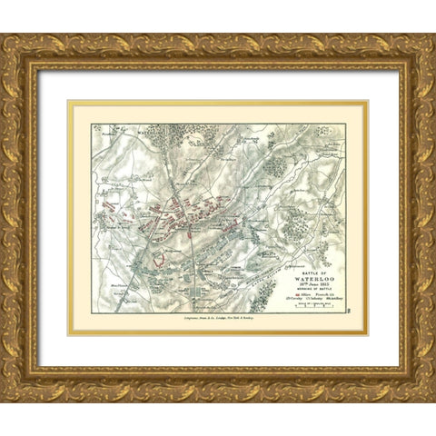 Waterloo 1815 Belgium - Gardiner 1902 Gold Ornate Wood Framed Art Print with Double Matting by Gardiner