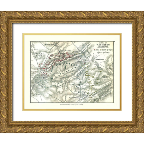 Battle of Waterloo 1815 Belgium - Gardiner 1902 Gold Ornate Wood Framed Art Print with Double Matting by Gardiner