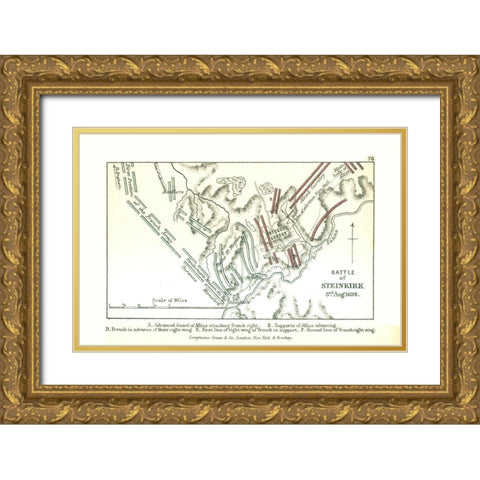 Battle of Steinkirk 1692 Belgium - Gardiner 1902 Gold Ornate Wood Framed Art Print with Double Matting by Gardiner