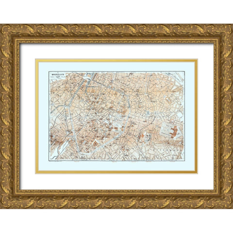 Brussels Belgium Europe - Baedeker 1910 Gold Ornate Wood Framed Art Print with Double Matting by Baedeker