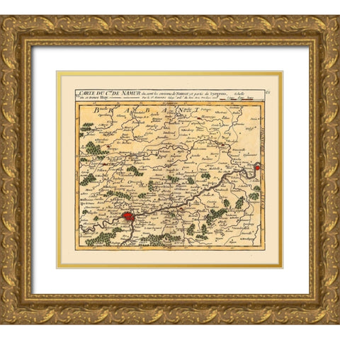 Namur Environs Belgium - Robert 1748  Gold Ornate Wood Framed Art Print with Double Matting by Robert