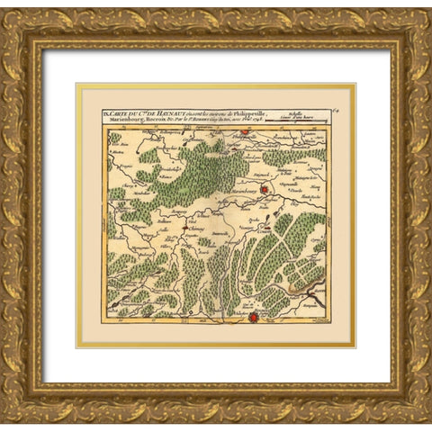 Philippeville Belgium - Robert 1748  Gold Ornate Wood Framed Art Print with Double Matting by Robert