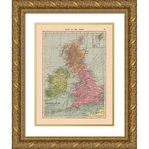 British Isles - Hammond 1910 Gold Ornate Wood Framed Art Print with Double Matting by Hammond