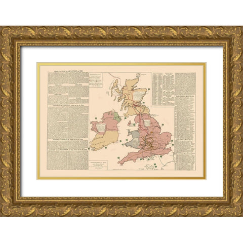 Ireland Wales England Scotland - Le Sage 1801 Gold Ornate Wood Framed Art Print with Double Matting by Le Sage