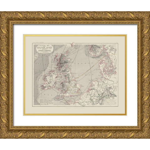Orography Climatology British Isles Gold Ornate Wood Framed Art Print with Double Matting by Petermann