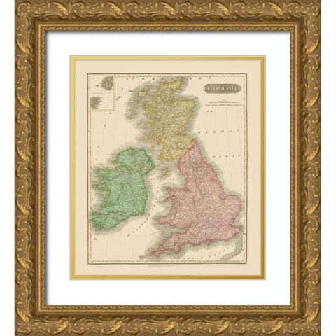 British Isles - Thomson 1815 Gold Ornate Wood Framed Art Print with Double Matting by Thomson