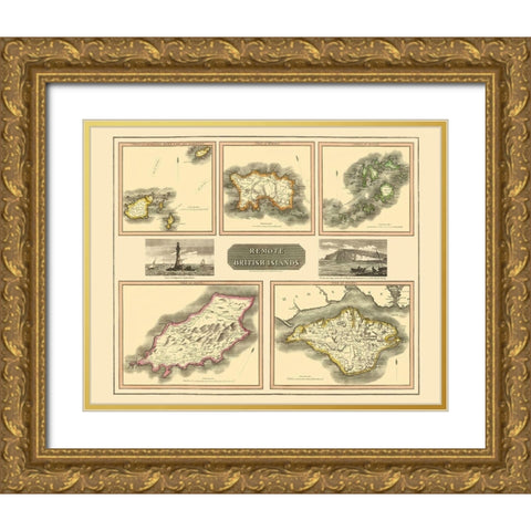 Remote British Isles France - Thomson 1817 Gold Ornate Wood Framed Art Print with Double Matting by Thomson