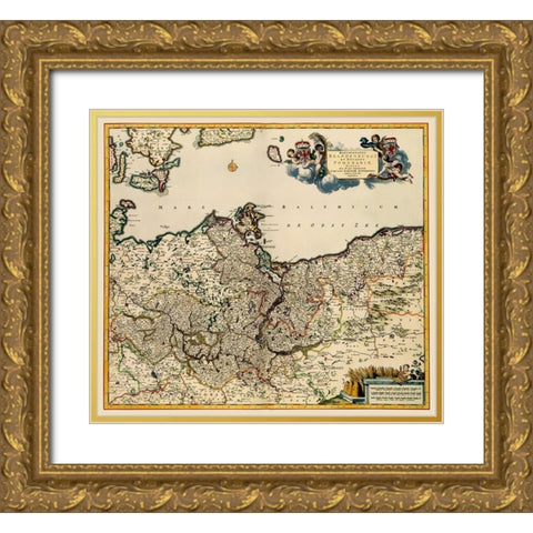 Brandenburg Germany - De Wit 1688 Gold Ornate Wood Framed Art Print with Double Matting by De Wit
