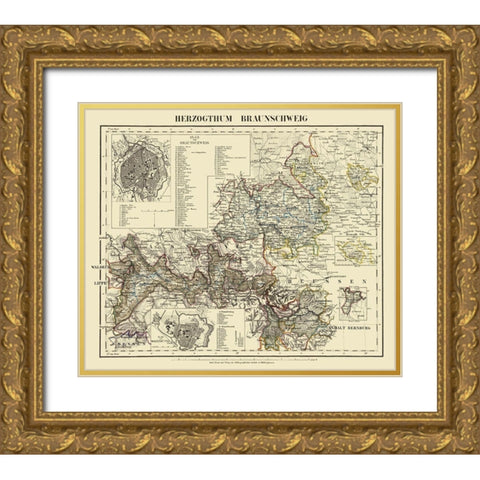Braunschweig Wolfenbuttel Regions Germany Gold Ornate Wood Framed Art Print with Double Matting by Gotthard