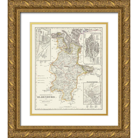Bremen Oldenburg Germany - Gotthard 1851 Gold Ornate Wood Framed Art Print with Double Matting by Gotthard