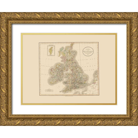 British Isles - Cary 1807 Gold Ornate Wood Framed Art Print with Double Matting by Cary