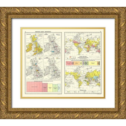Industrial Global Currency British Isles Gold Ornate Wood Framed Art Print with Double Matting by Newnes