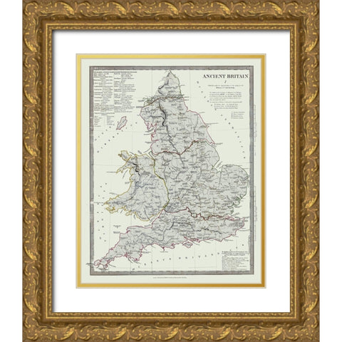 Ancient Britain United Kingdom - Baldwin 1830 Gold Ornate Wood Framed Art Print with Double Matting by Baldwin