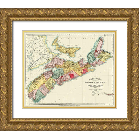 Nova Scotia Island of Cape Breton Canada Gold Ornate Wood Framed Art Print with Double Matting by Mackinlay
