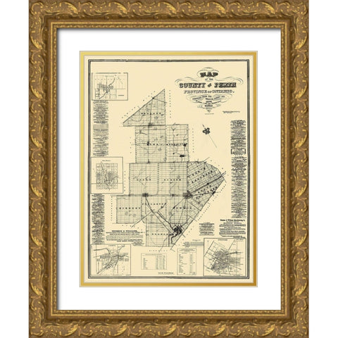 Perth County Ontario Canada - Kirk 1875 Gold Ornate Wood Framed Art Print with Double Matting by Kirk