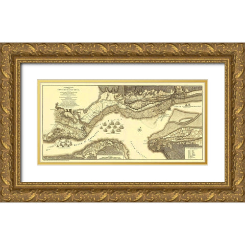 Quebec Canada During the Battle of Quebec Gold Ornate Wood Framed Art Print with Double Matting by JEFFREYS