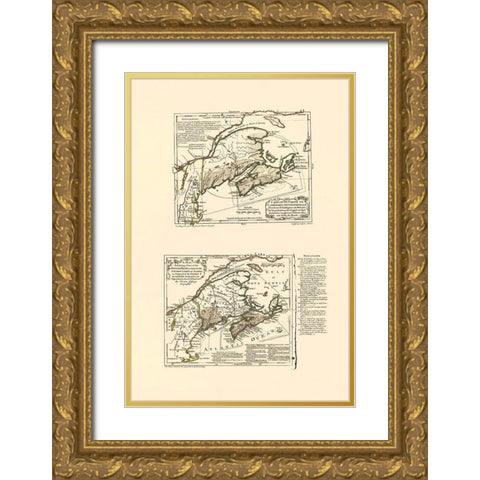Nova Scotia Acadia Canada - Jeffreys 1713 Gold Ornate Wood Framed Art Print with Double Matting by Jeffreys