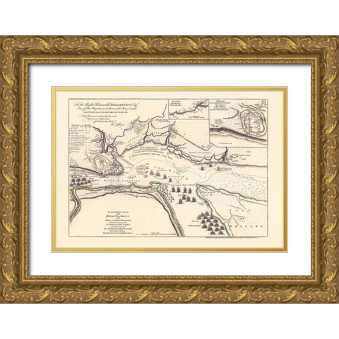 The Siege of Quebec - Jeffreys 1759 Gold Ornate Wood Framed Art Print with Double Matting by JEFFREYS