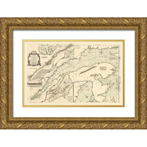St Laurence River Fort Frontenac Isle Anticost Gold Ornate Wood Framed Art Print with Double Matting by Jeffreys