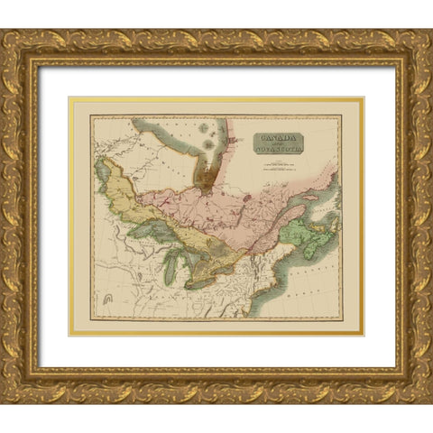 Nova Scotia Canada - Thomson 1817 Gold Ornate Wood Framed Art Print with Double Matting by Thomson
