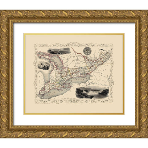 West Canada - Tallis 1851 Gold Ornate Wood Framed Art Print with Double Matting by Tallis