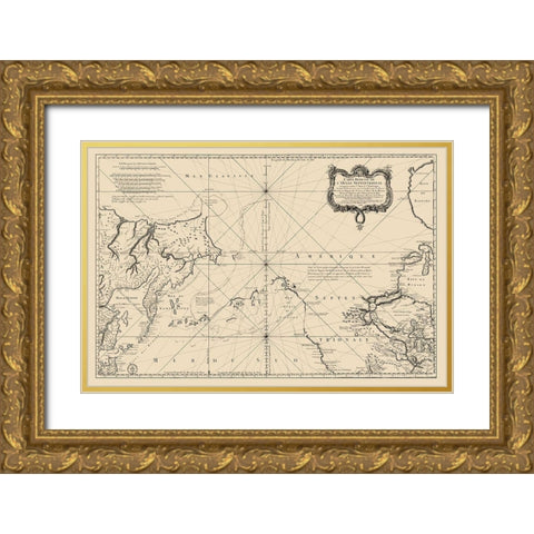 Canada Northern United States Gold Ornate Wood Framed Art Print with Double Matting by Societe Royale De Loudres